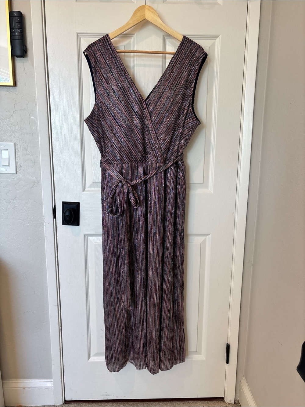 Anne Klein Sleeveless Multi-Tone Pleated Wrap Maxi Dress